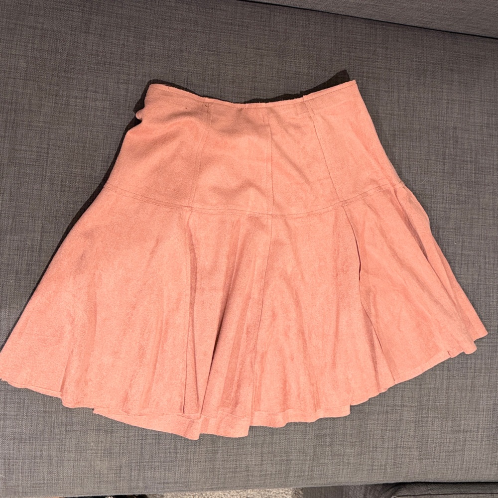 Pink Faux Suede Skirt